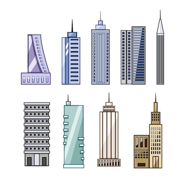 Ilustración vectorial de dibujos animados de rascacielos