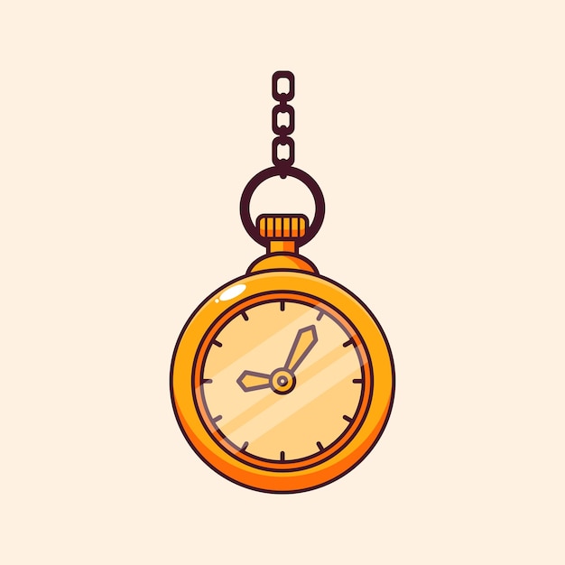 Ilustración vectorial de dibujos animados de reloj de bolsillo