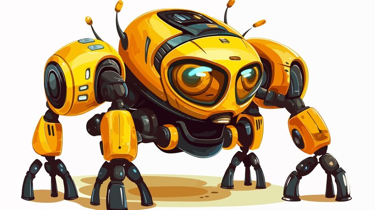 Vector ilustración vectorial de dibujos animados de robot escarabajo amarillo