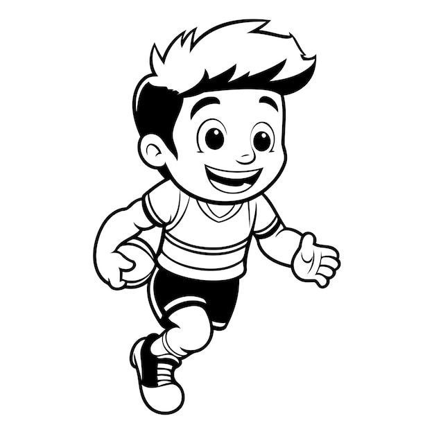 Ilustración vectorial de dibujos animados de running boy aislada en un fondo blanco