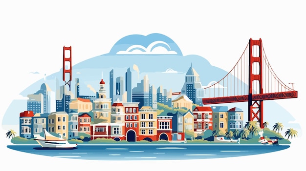 Ilustración vectorial de dibujos animados de San Francisco aislada