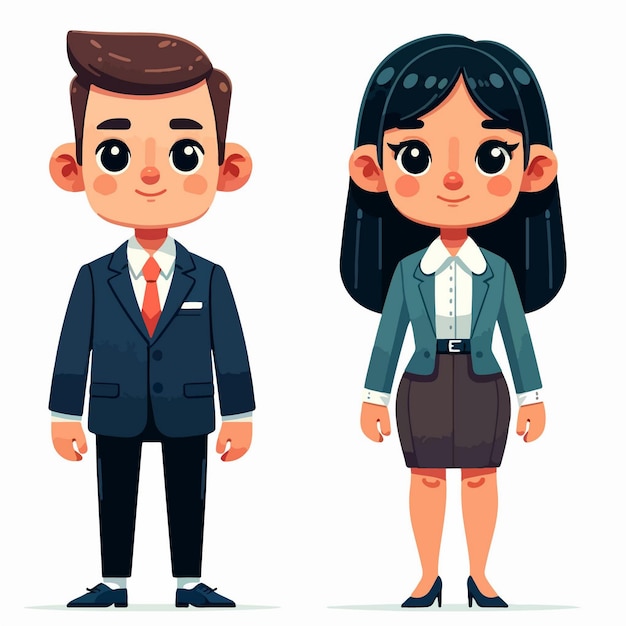 Ilustración vectorial de dibujos animados secretarios masculinos y femeninos