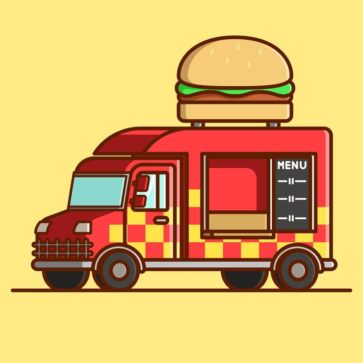 Vector ilustración vectorial de dibujos animados de simple ultimate burger truck colección del icono del concepto de truck shop