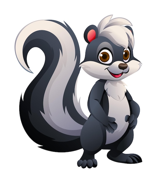 Ilustración vectorial de dibujos animados de skunk aislados en fondo blanco