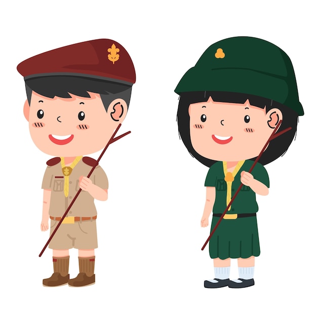 Ilustración vectorial de dibujos animados de Tailandia Scout