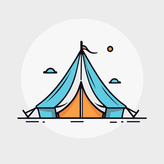 Ilustración vectorial de dibujos animados de tienda de campaña diseño lindo