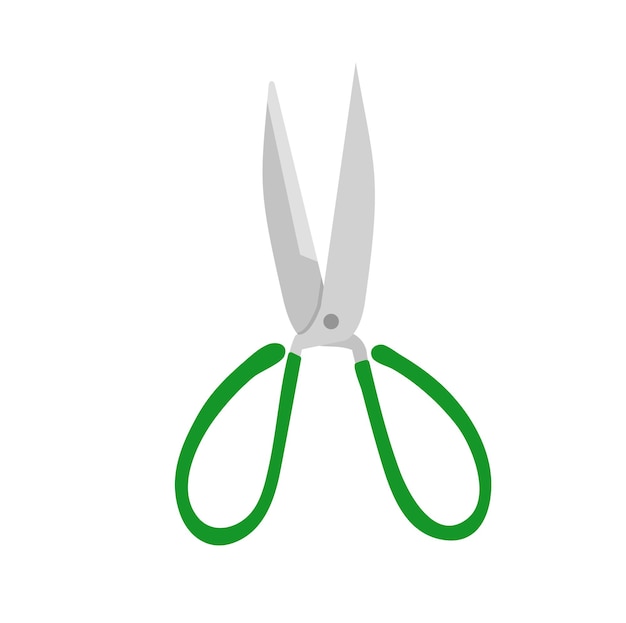 Ilustración vectorial de dibujos animados de tijeras abiertas aislada sobre fondo blanco Herramienta para cortar hecha a mano
