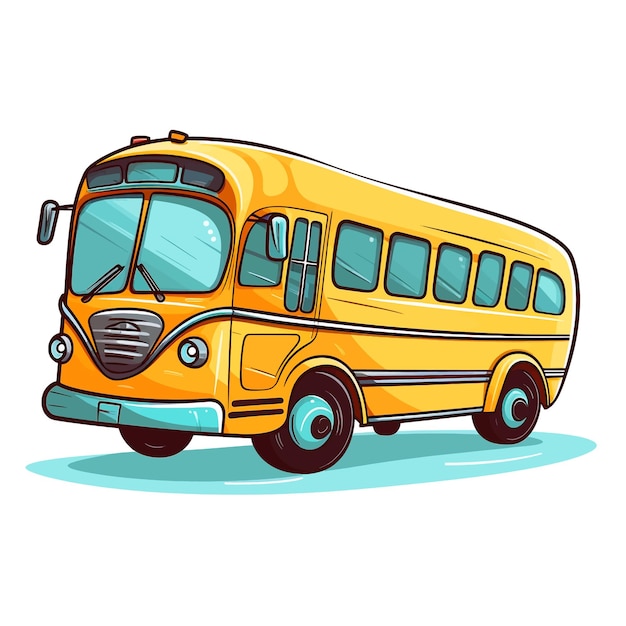 Vector ilustración vectorial de dibujos animados de transporte de autobuses dibujada a mano