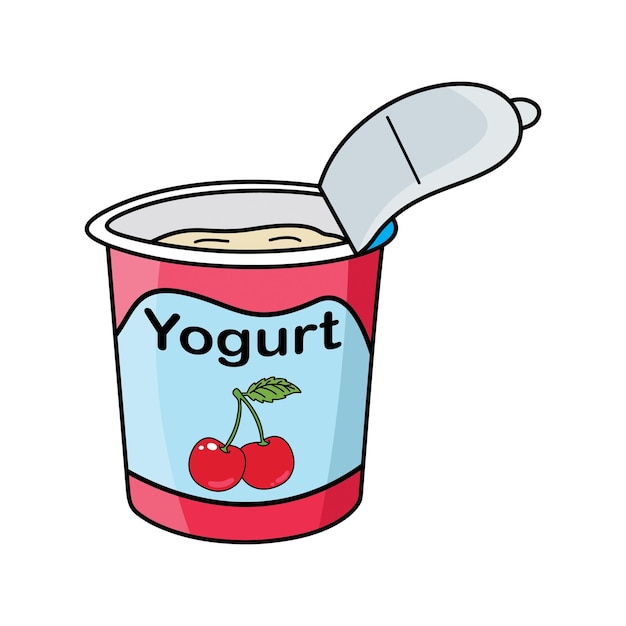 Vector ilustración vectorial de dibujos animados de yogur taza de yogur bonita dibujo animado de yogur aislado