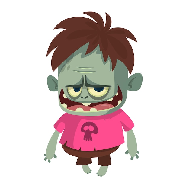 Ilustración vectorial de dibujos animados de zombies aterradores de Halloween