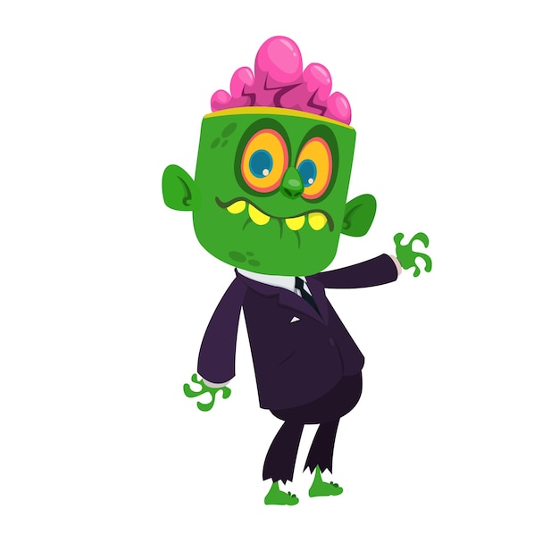 Ilustración vectorial de dibujos animados de zombies aterradores de Halloween