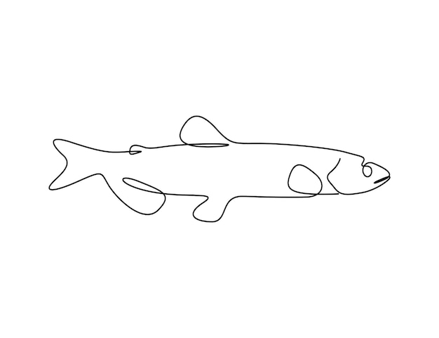 Ilustración vectorial de dibujos de una línea continua de peces capelán