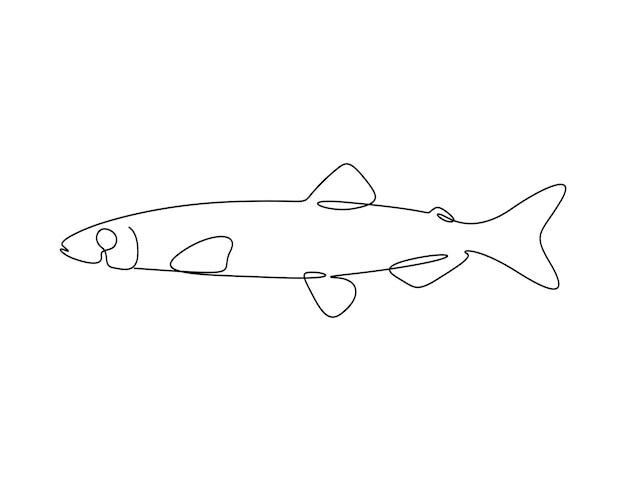 Ilustración vectorial de dibujos de una línea continua de peces capelán