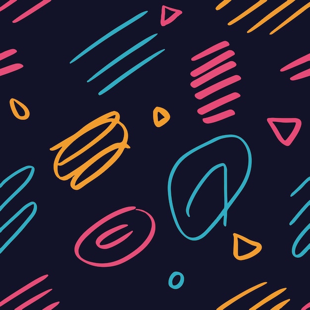 Ilustración vectorial de dibujos de líneas creativas y divertidas diseño de patrones sin costuras