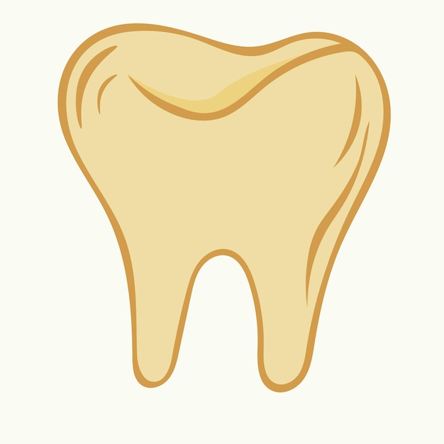 Ilustración vectorial de un diente molar amarillo dibujado a mano