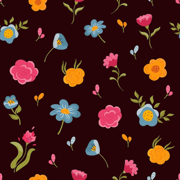 Ilustración vectorial con diferentes flores en flor Diseño para estampados fondos de pantalla caja de regalo textil
