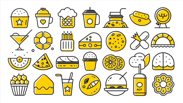 una ilustración vectorial de diferentes tipos de alimentos
