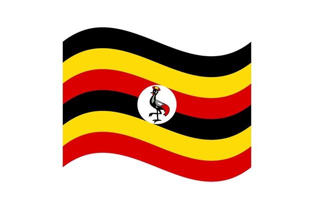 Ilustración vectorial digital de la bandera ondulada de Uganda