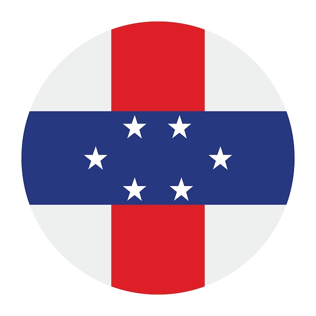 Ilustración vectorial digital del icono de la bandera del círculo de las Antillas Neerlandesas