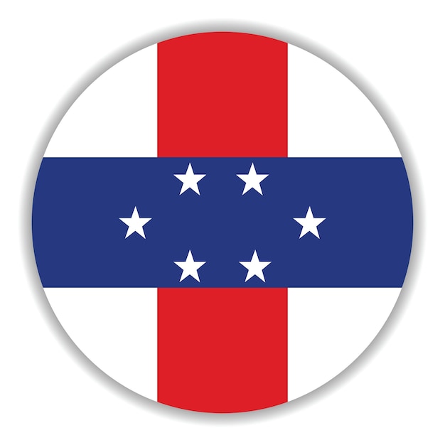 Ilustración vectorial digital del icono de la bandera del círculo de las Antillas Neerlandesas