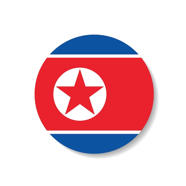 Ilustración vectorial digital del icono de la bandera del círculo de Corea del Norte