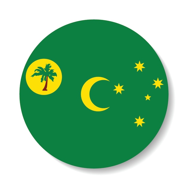 Ilustración vectorial digital del icono de la bandera del círculo de las Islas Cocos Keeling