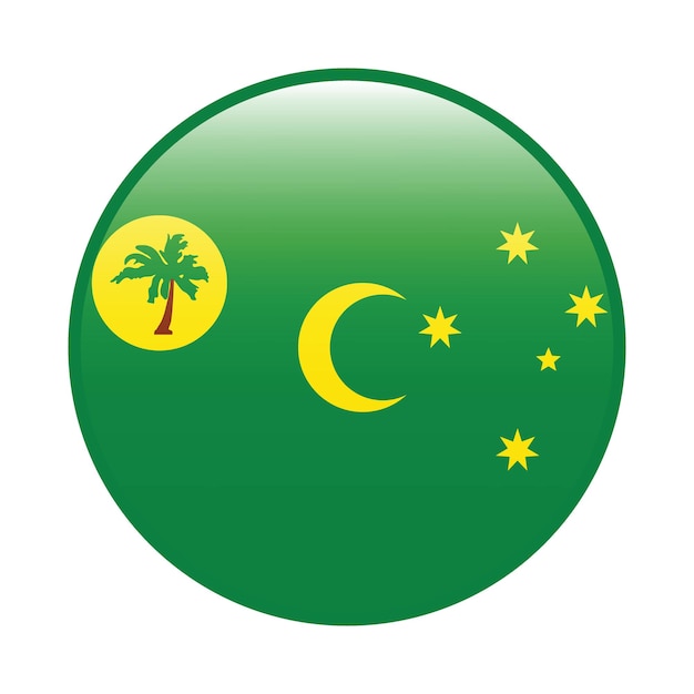 Ilustración vectorial digital del icono de la bandera del círculo de las Islas Cocos Keeling