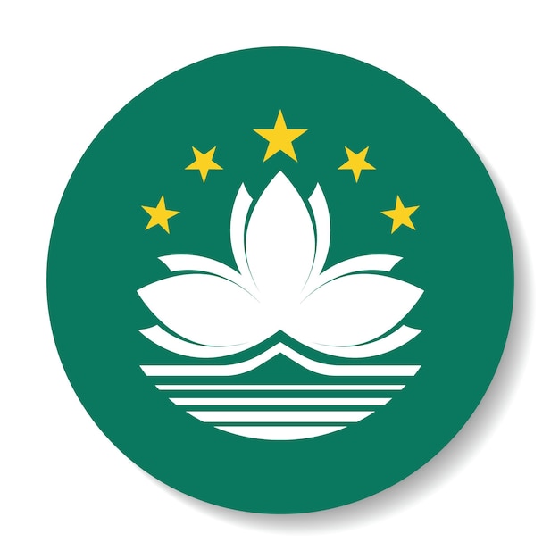 Ilustración vectorial digital del icono de la bandera del círculo de Macao