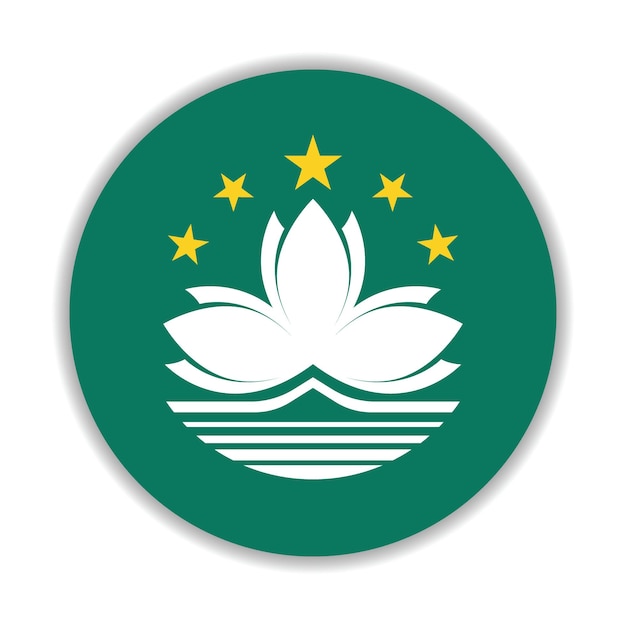 Ilustración vectorial digital del icono de la bandera del círculo de Macao