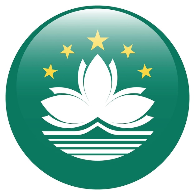Ilustración vectorial digital del icono de la bandera del círculo de Macao