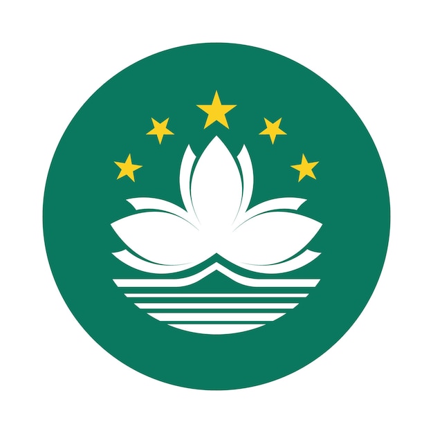 Ilustración vectorial digital del icono de la bandera del círculo de Macao