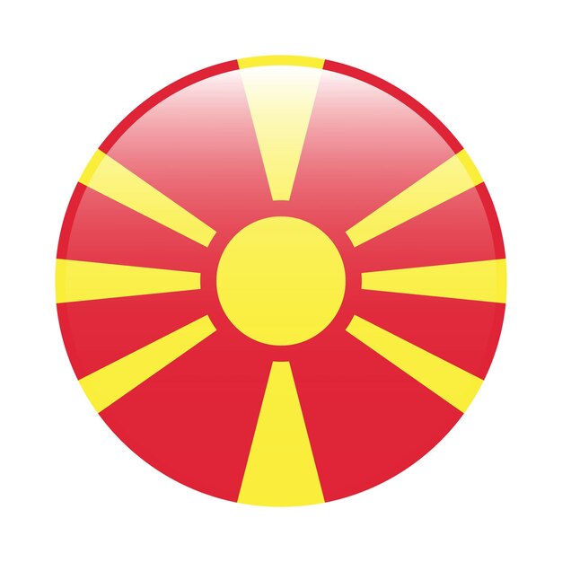 Ilustración vectorial digital del icono de la bandera del círculo de Macedonia del Norte