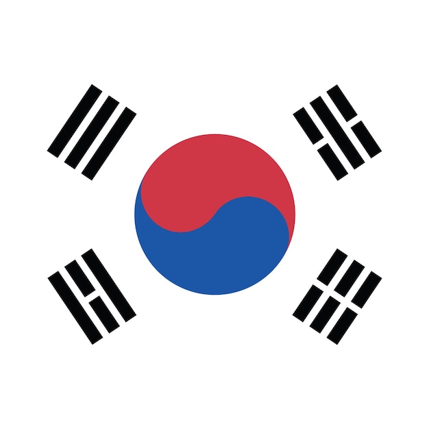 Ilustración vectorial digital del icono de la bandera cuadrada de Corea del Sur