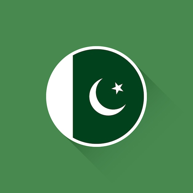 Ilustración vectorial digital del icono de la bandera de Pakistán en círculo 3D