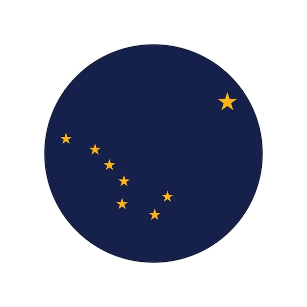 Ilustración vectorial digital del icono del círculo de la bandera de Alaska
