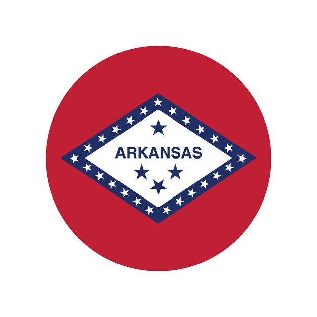 Ilustración vectorial digital del icono del círculo de la bandera de Arkansas