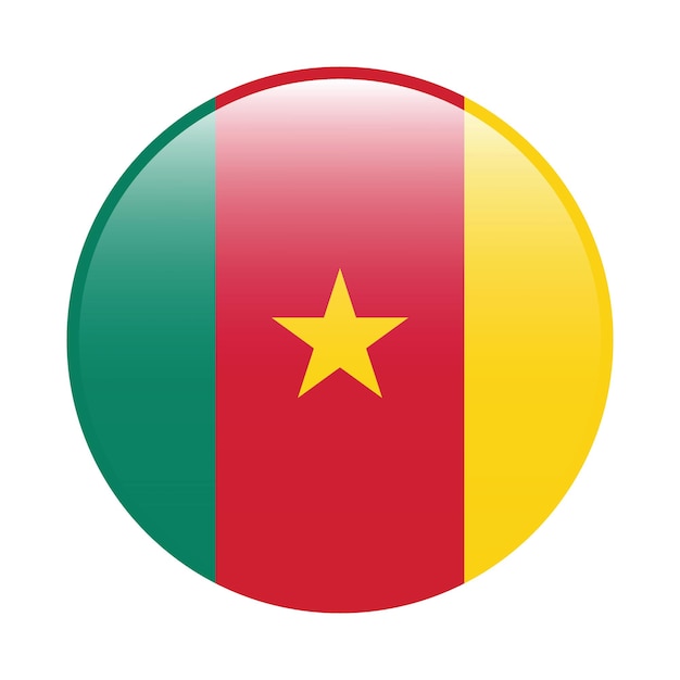 Ilustración vectorial digital del icono del círculo de la bandera de Camerún