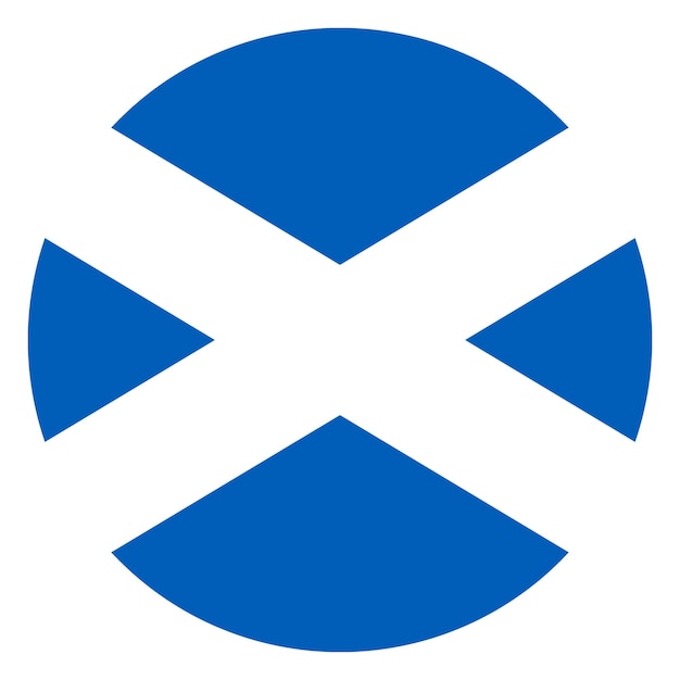 Ilustración vectorial digital del icono del círculo de la bandera de Escocia