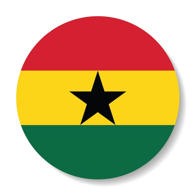 Ilustración vectorial digital del icono del círculo de la bandera de Ghana