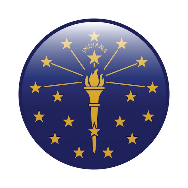 Ilustración vectorial digital del icono del círculo de la bandera de Indiana