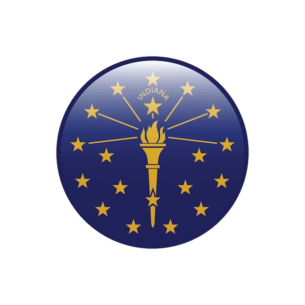 Ilustración vectorial digital del icono del círculo de la bandera de Indiana