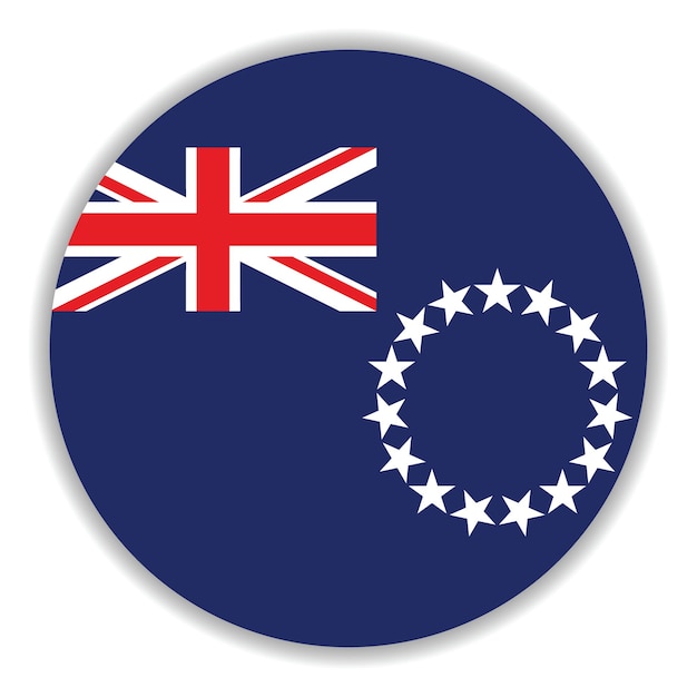 Ilustración vectorial digital del icono del círculo de la bandera de las Islas Cook