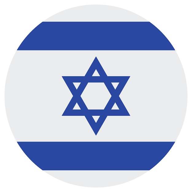 Ilustración vectorial digital del icono del círculo de la bandera de Israel