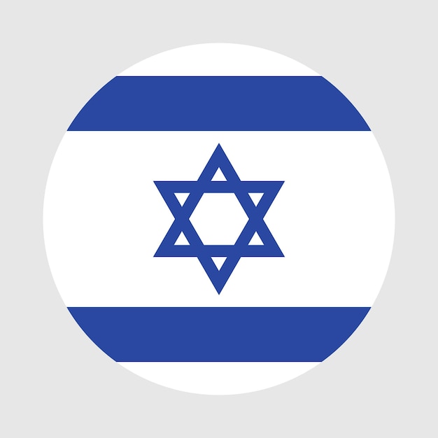 Ilustración vectorial digital del icono del círculo de la bandera de Israel