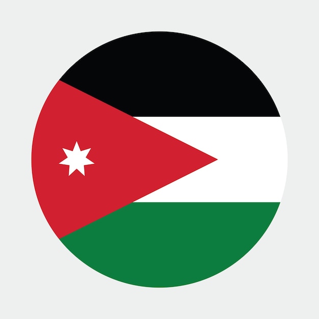 Ilustración vectorial digital del icono del círculo de la bandera de Jordania