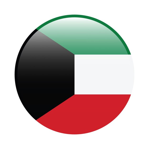 Ilustración vectorial digital del icono del círculo de la bandera de Kuwait