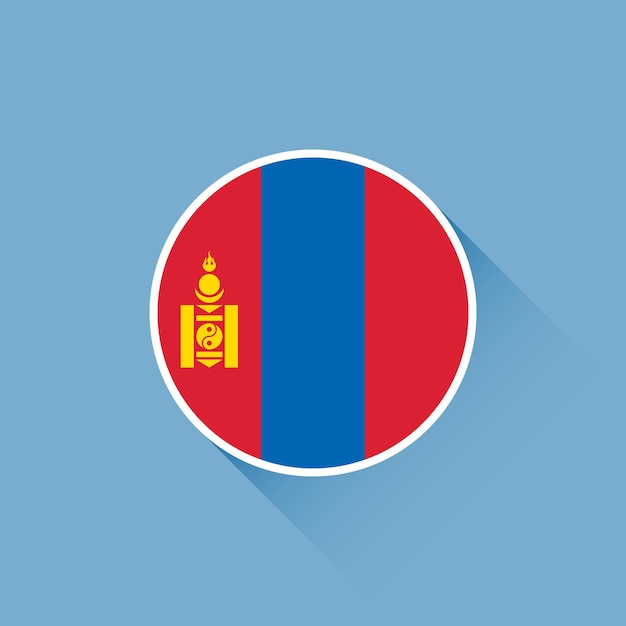 Ilustración vectorial digital del icono del círculo de la bandera de Mongolia