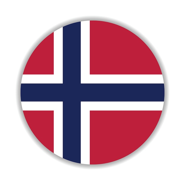 Ilustración vectorial digital del icono del círculo de la bandera de Noruega