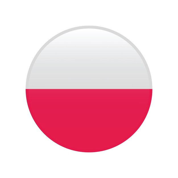 Ilustración vectorial digital del icono del círculo de la bandera de Polonia
