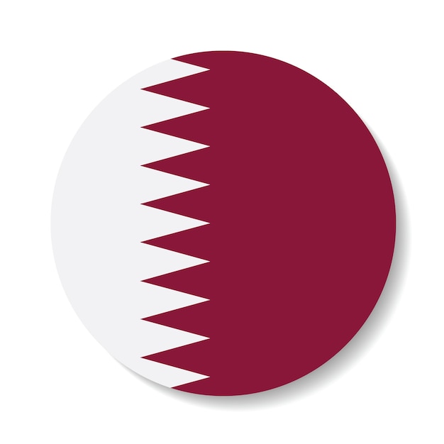 Ilustración vectorial digital del icono del círculo de la bandera de Qatar